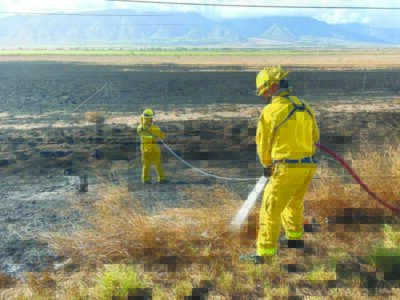 Brush fire burns 35 acres, closes Maui Veterans Highway